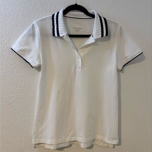 Tory Sport White Polo Shirt with Navy Accents Size M